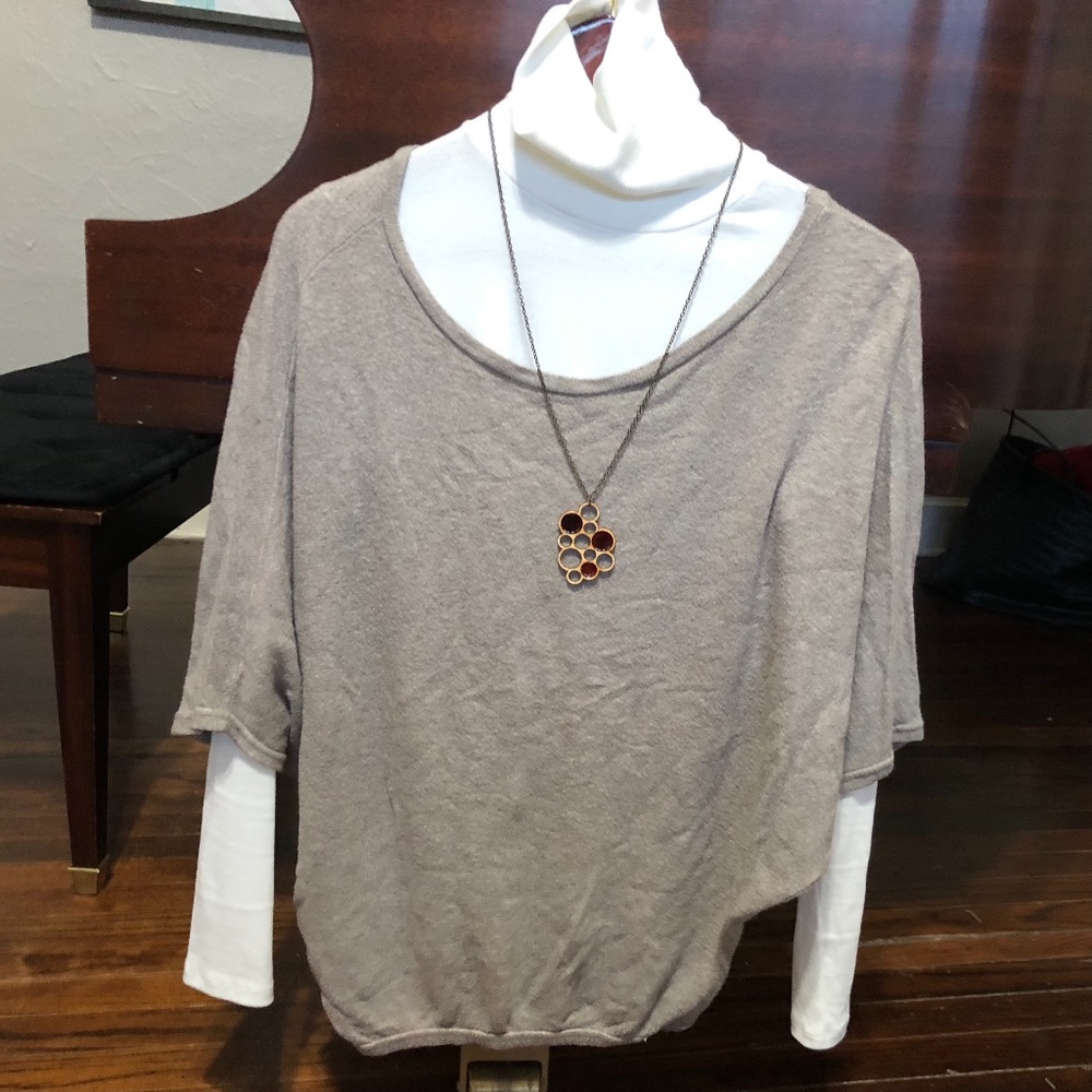 Shortsleeved Tan Sweater w/Cinched Waist